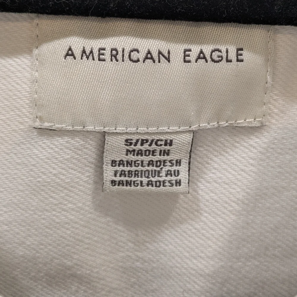 American Eagle Outfitters Cream Denim  Button-Down Shirt with Chest Pockets - Picture 3 of 7